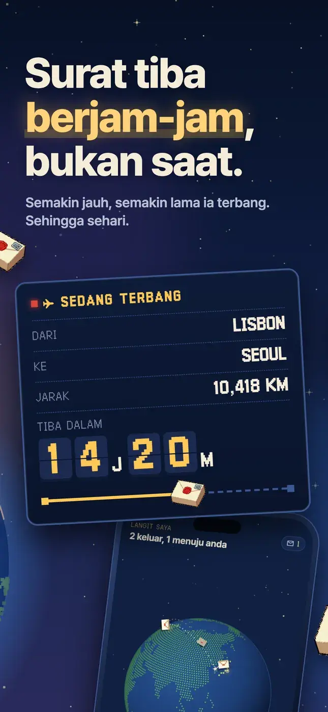 Surat tiba berjam-jam, bukan saat.