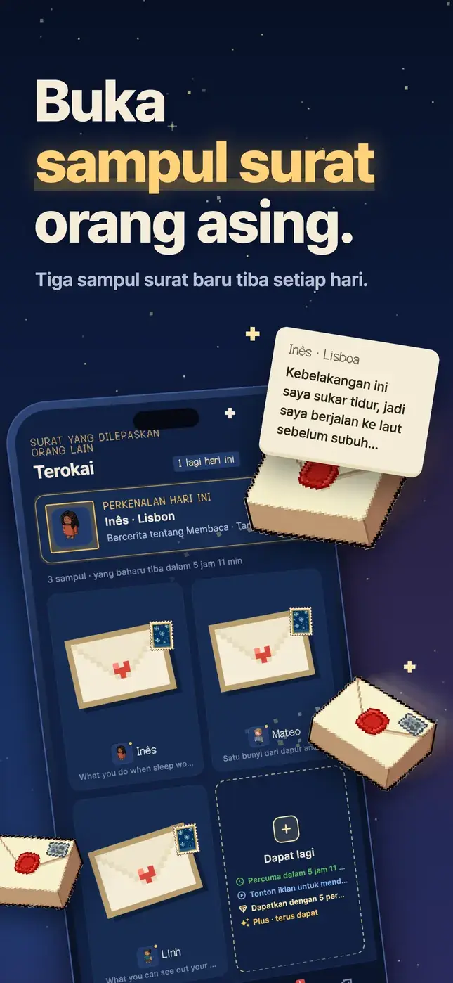 Buka sampul surat orang asing.