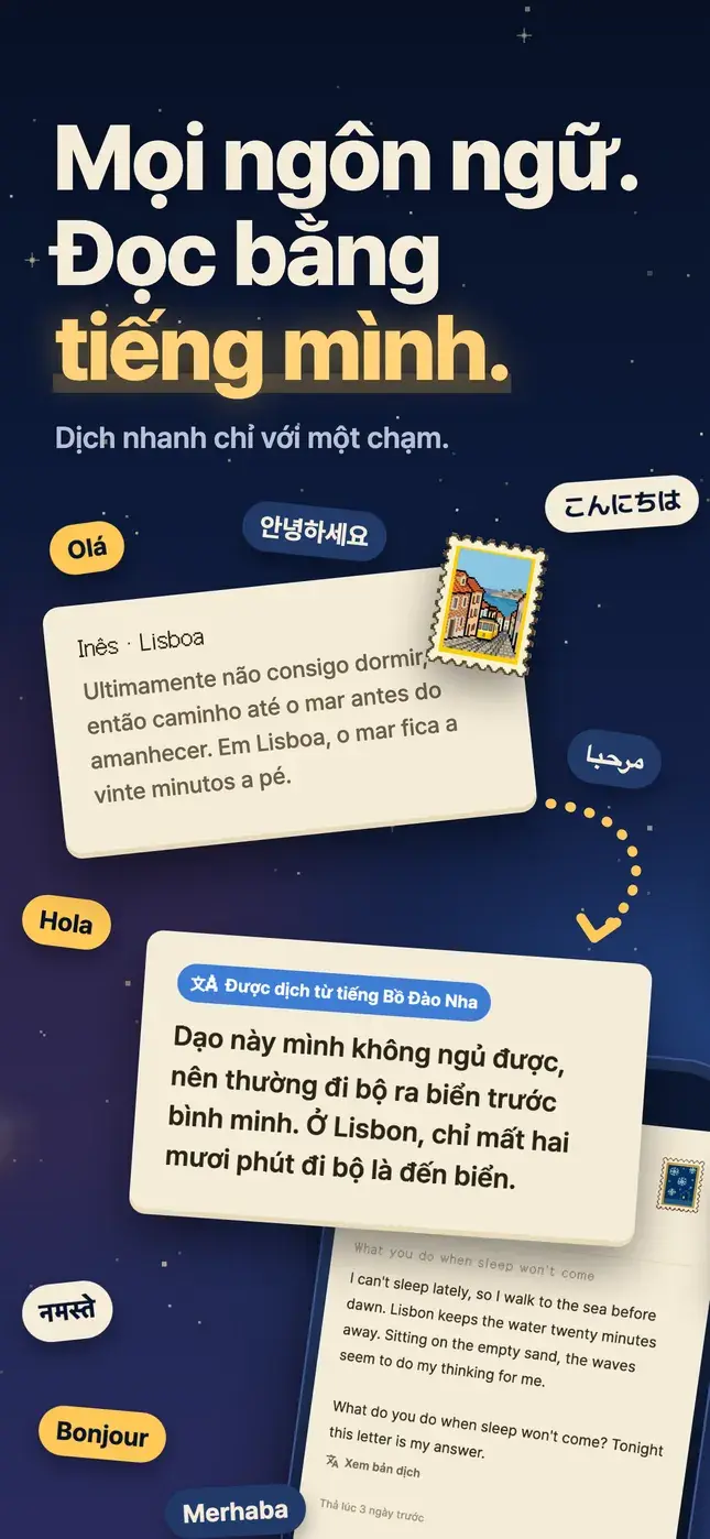 Mọi ngôn ngữ. Đọc bằng tiếng mình.