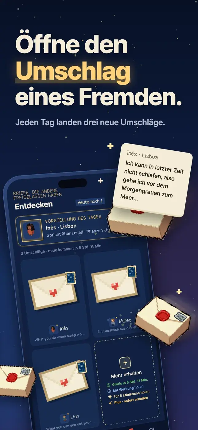 Öffne den Umschlag eines Fremden.
