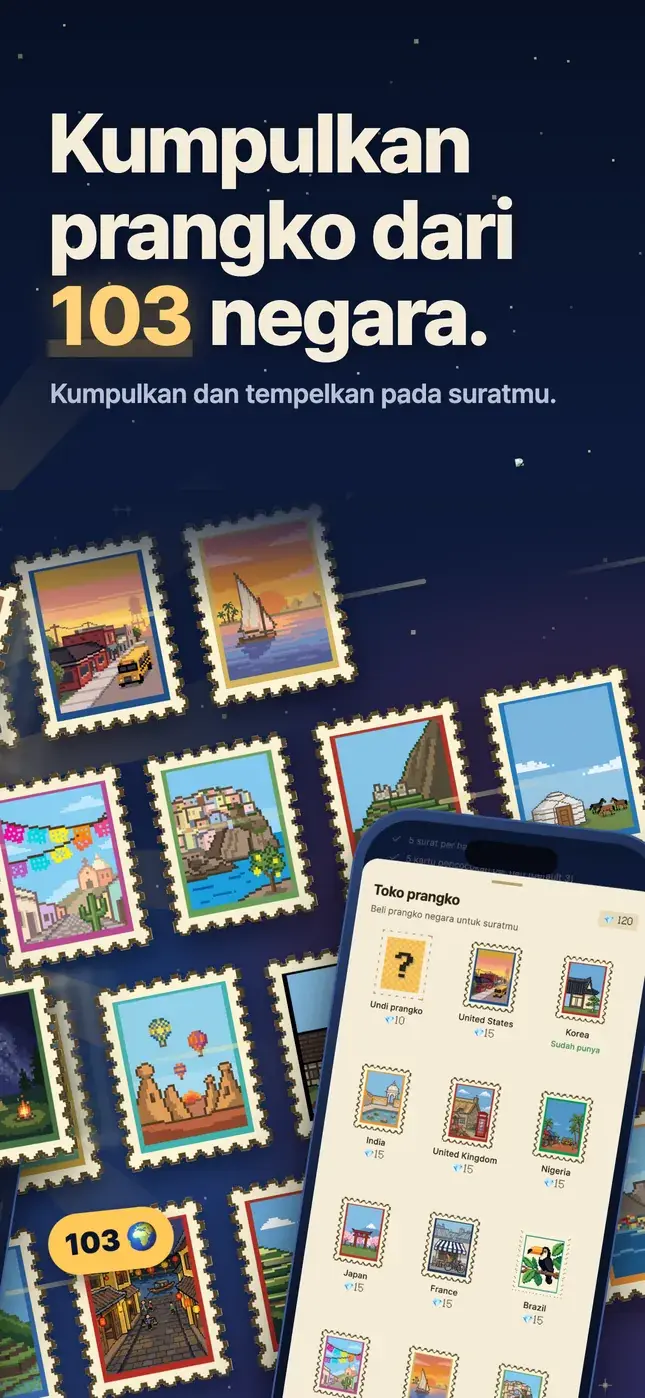 Kumpulkan prangko dari 103 negara.