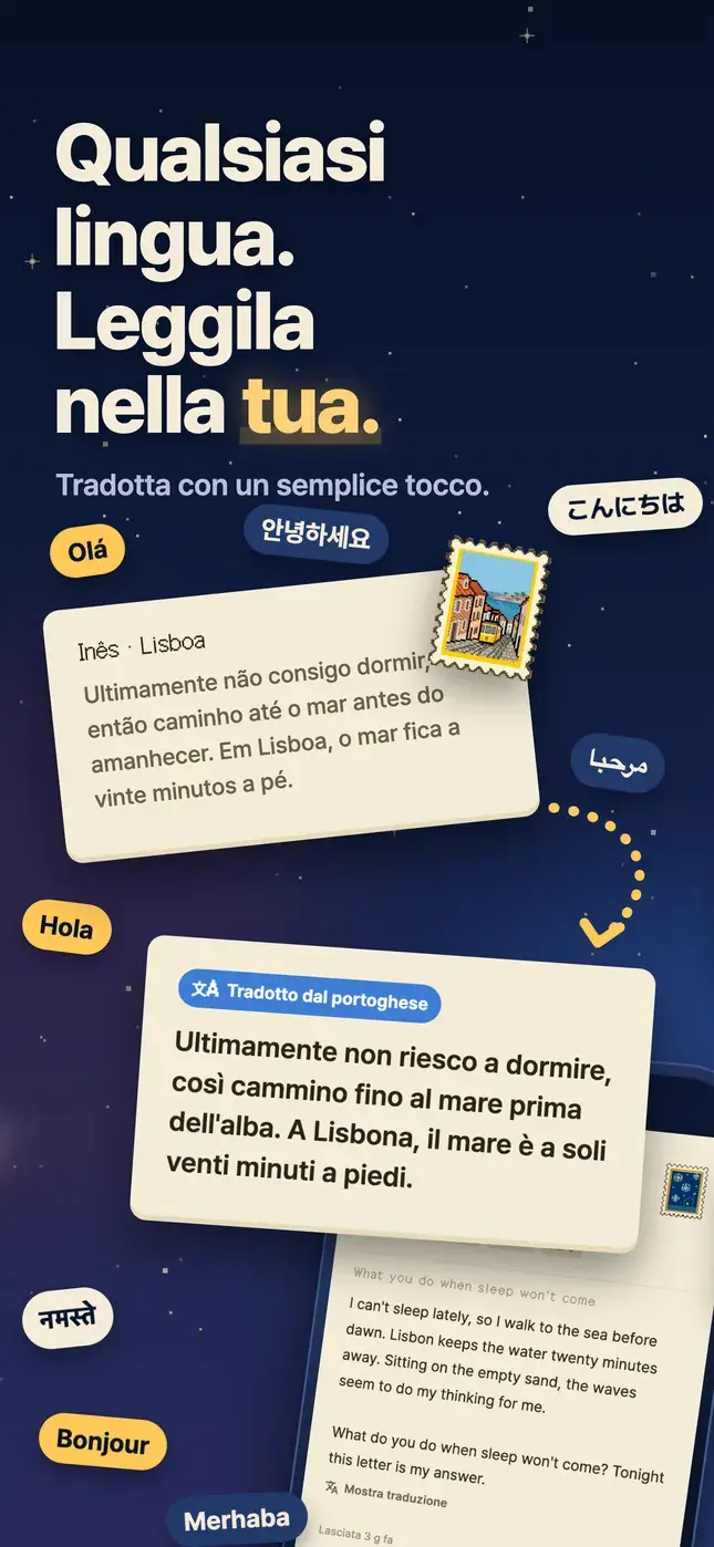 Qualsiasi lingua. Leggila nella tua.